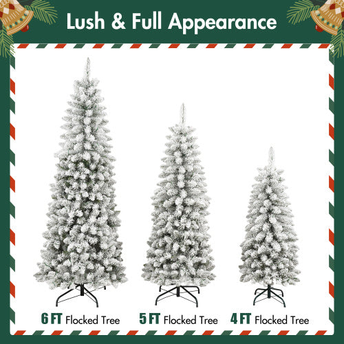 3 Pcs Flocked Artificial Christmas Tree Set With Lights