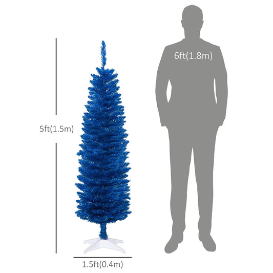 5ft Pencil Christmas Trees, Deep Blue