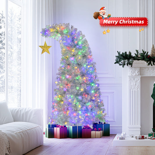 6 FT Bent Top Pre-lit Christmas Tree With Golden Star