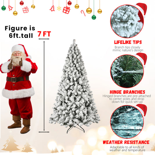 5ft 6ft 8ft 9ft Pre-Lit Flocked Christmas Tree