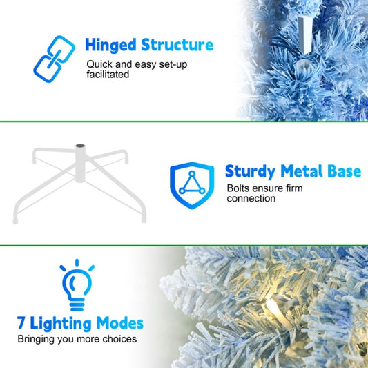 6ft PVC Blue Gradient Flocking Light Tree