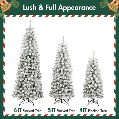 3 Pcs Flocked Artificial Christmas Tree Set With Lights