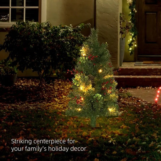 Artificial Christmas TreeWith Red Berries And Pine Cones