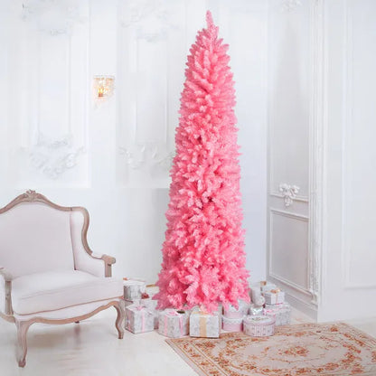 7.5 FT Hinged Christmas Tree, Artificial Pencil Christmas Tree