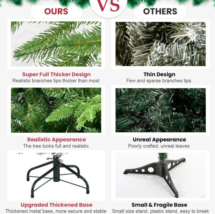 Christmas Tree 5,6,7,8,9ft PE PVC Hybrid Tree