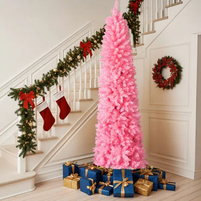7.5 FT Hinged Christmas Tree, Artificial Pencil Christmas Tree