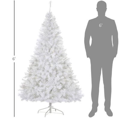 6ft White Christmas Tree Pre Lit PVC With Metal Stand