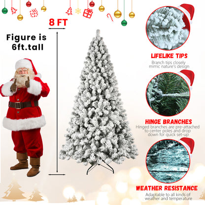 5ft 6ft 8ft 9ft Pre-Lit Flocked Christmas Tree