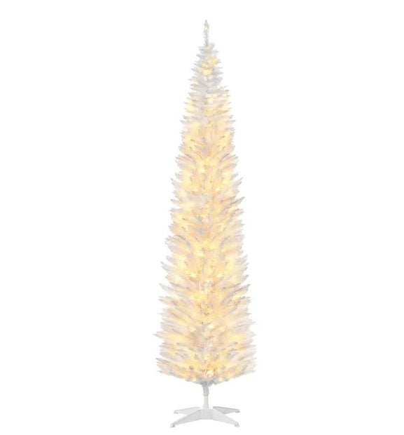 Tall Pre-Lit Slim Noble Fir Artificial Christmas Tree