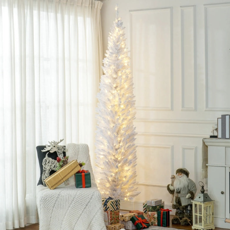 Tall Pre-Lit Slim Noble Fir Artificial Christmas Tree