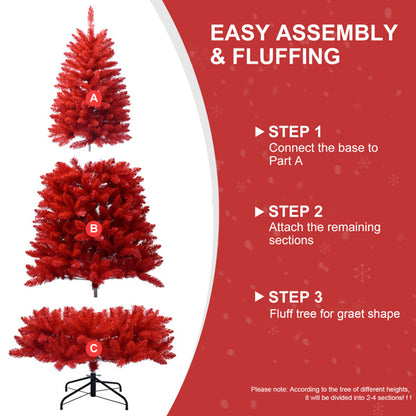 4ft Red Christmas Tree With 456 PVC Branch
