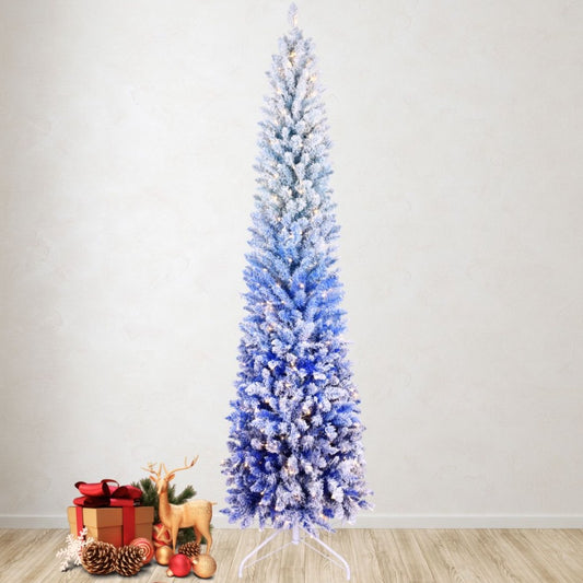 6ft PVC Blue Gradient Flocking Light Tree