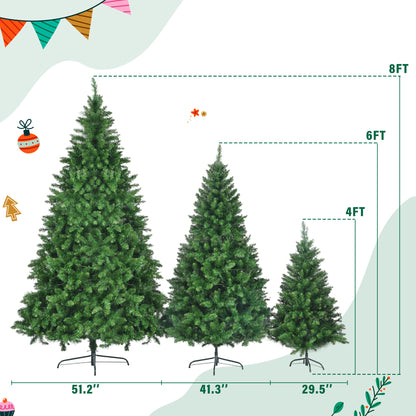 8ft, 6ft, 4ft Pre-Lit Green Pine Artificial Christmas Tree