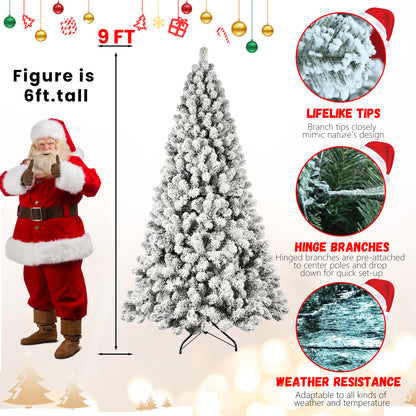5ft 6ft 8ft 9ft Pre-Lit Flocked Christmas Tree