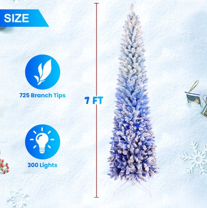 6ft PVC Blue Gradient Flocking Light Tree