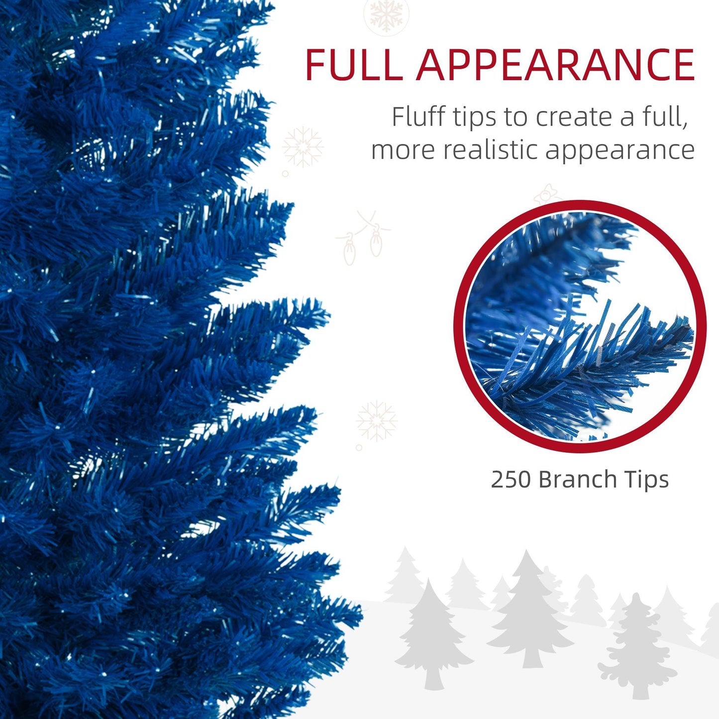5ft Pencil Christmas Trees, Deep Blue