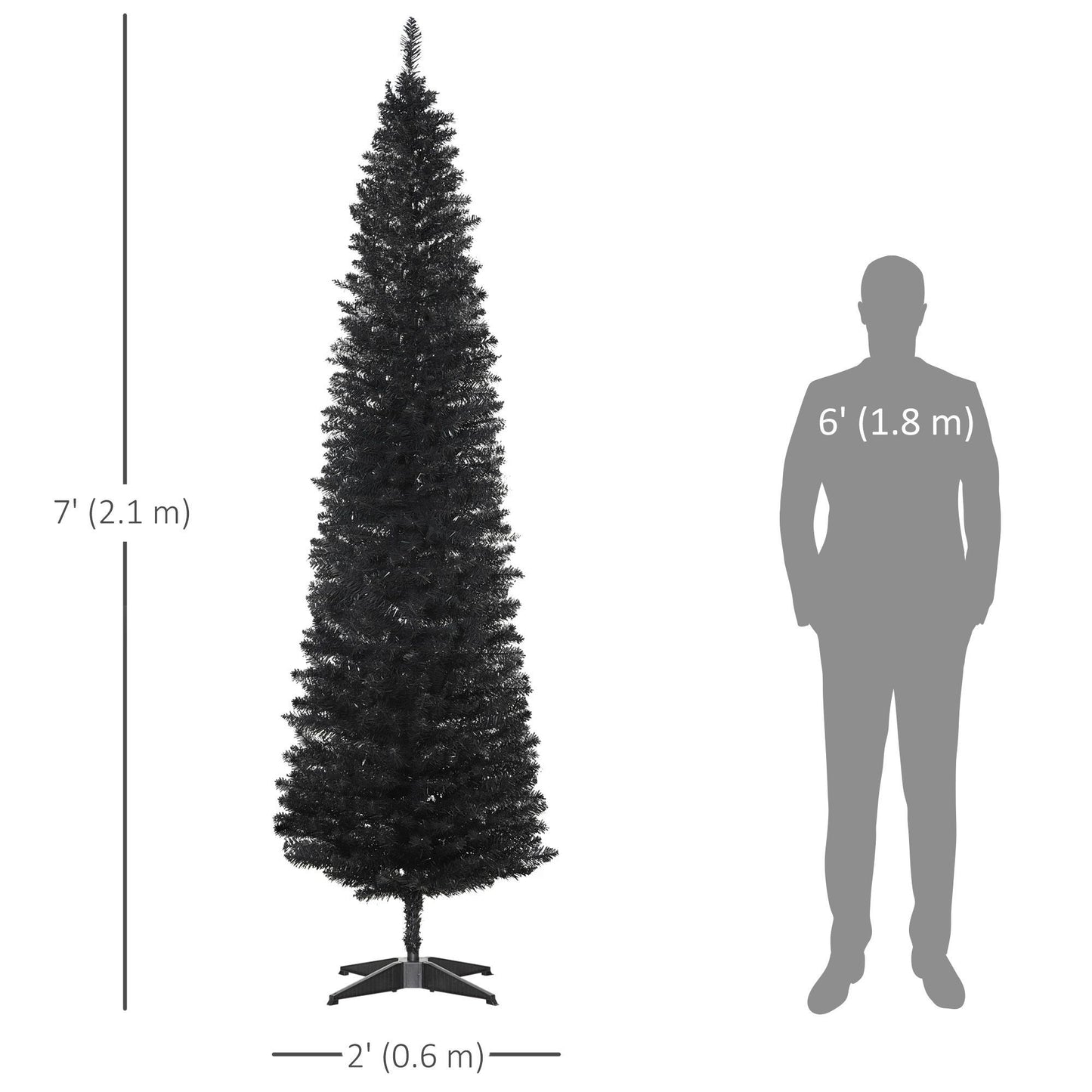 7FT Artificial Christmas Tree, Pencil Christmas Tree