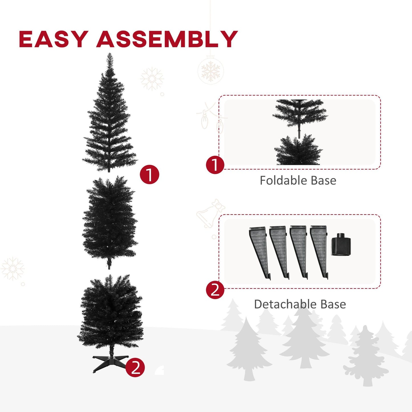 7FT Artificial Christmas Tree, Pencil Christmas Tree