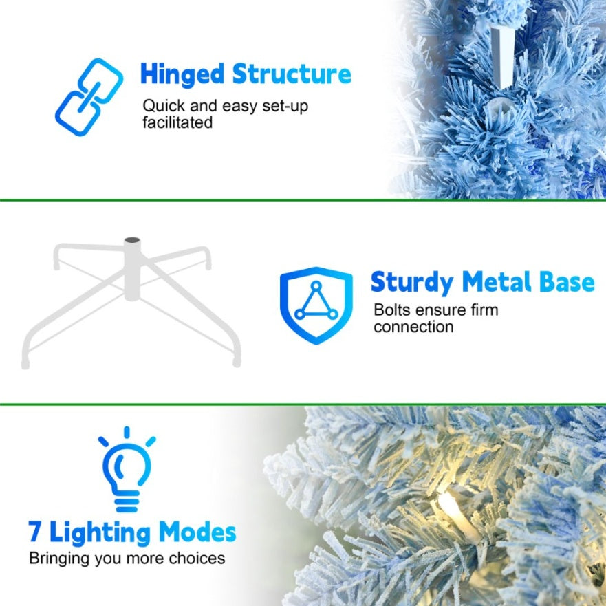 6ft PVC Blue Gradient Flocking Light Tree