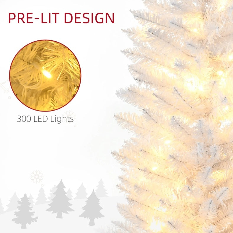 Tall Pre-Lit Slim Noble Fir Artificial Christmas Tree