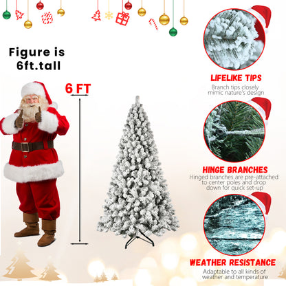 5ft 6ft 8ft 9ft Pre-Lit Flocked Christmas Tree