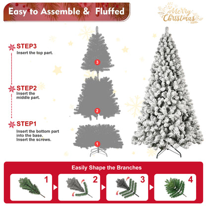 5ft 6ft 8ft 9ft Pre-Lit Flocked Christmas Tree