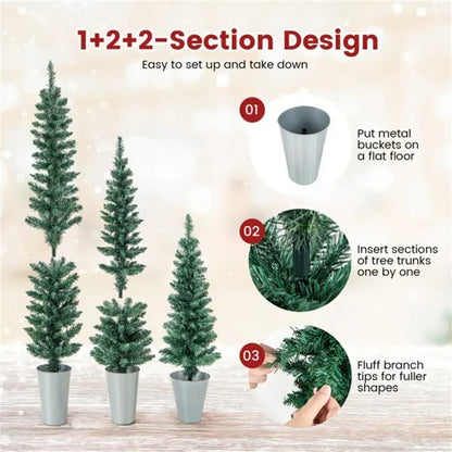 3 PCS Potted Artificial Christmas Tree Christmas Decoration