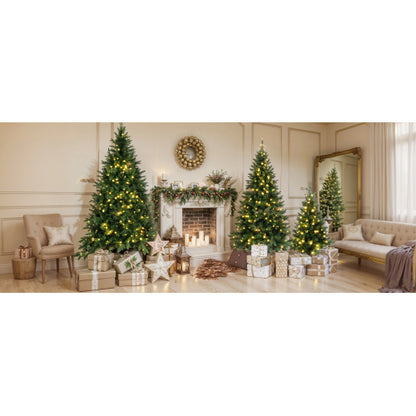 8FT, 6FT, 4FT Pre-Lit Green Pine Artificial Christmas Tree, Set Of 3