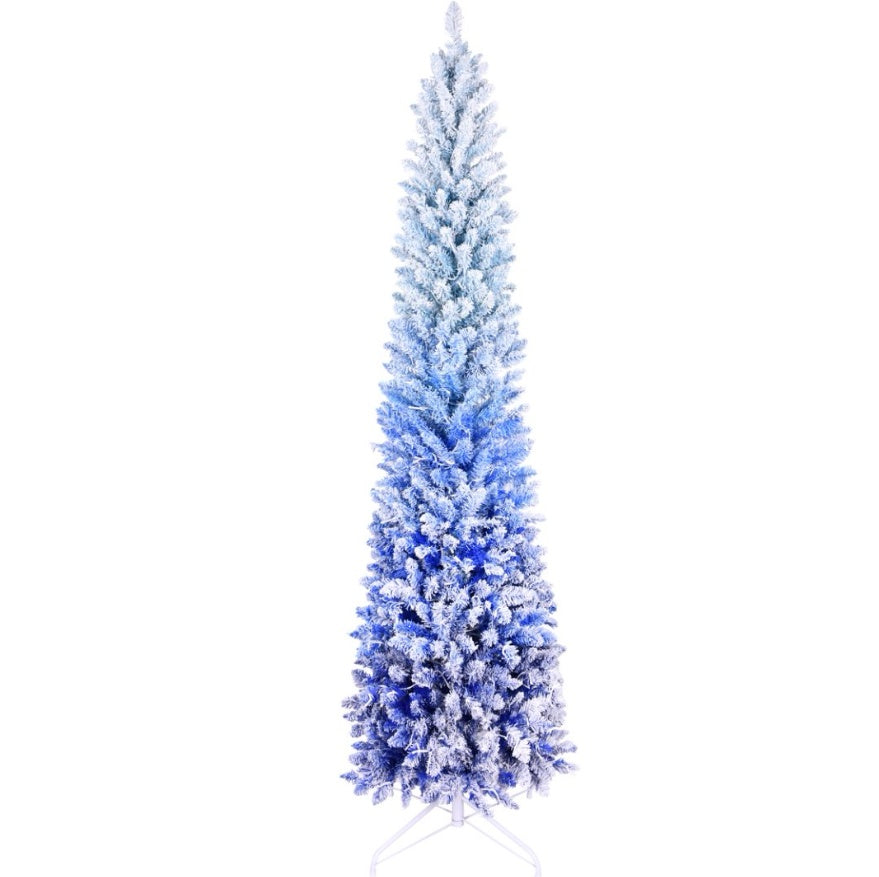 6ft PVC Blue Gradient Flocking Light Tree