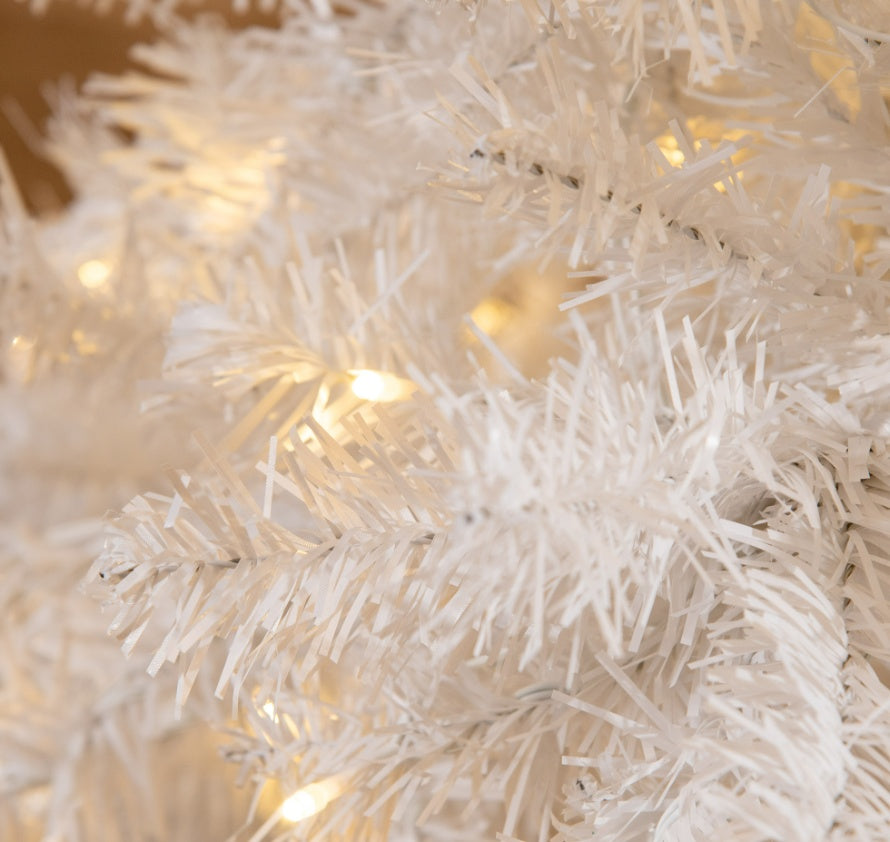 6ft White Christmas Tree Pre Lit PVC With Metal Stand