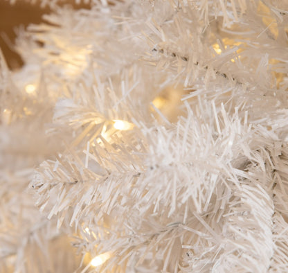 6ft White Christmas Tree Pre Lit PVC With Metal Stand