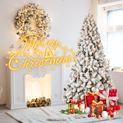 5ft 6ft 8ft 9ft Pre-Lit Flocked Christmas Tree
