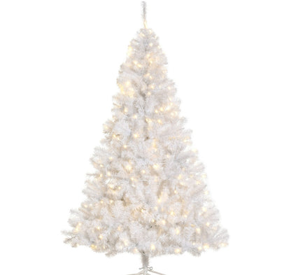 6ft White Christmas Tree Pre Lit PVC With Metal Stand