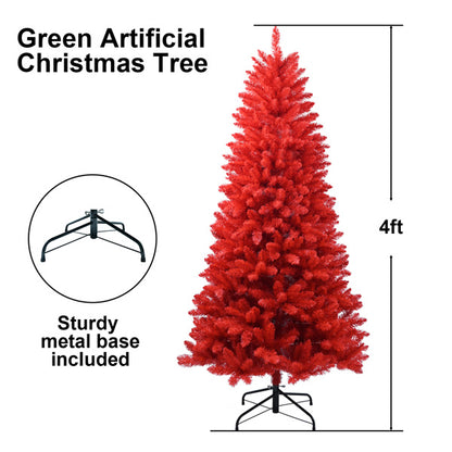 4ft Red Christmas Tree With 456 PVC Branch