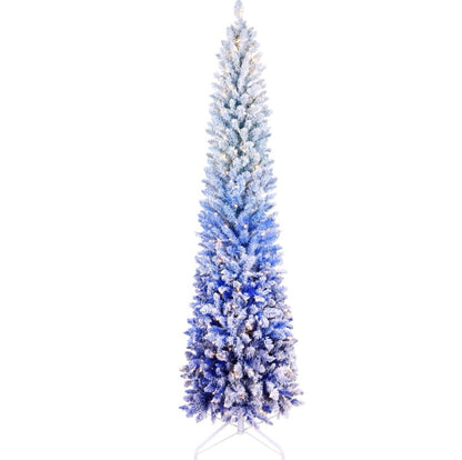 6ft PVC Blue Gradient Flocking Light Tree