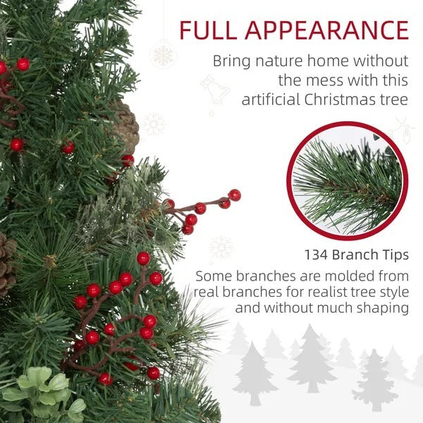 Artificial Christmas TreeWith Red Berries And Pine Cones