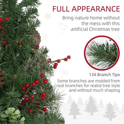 Artificial Christmas TreeWith Red Berries And Pine Cones